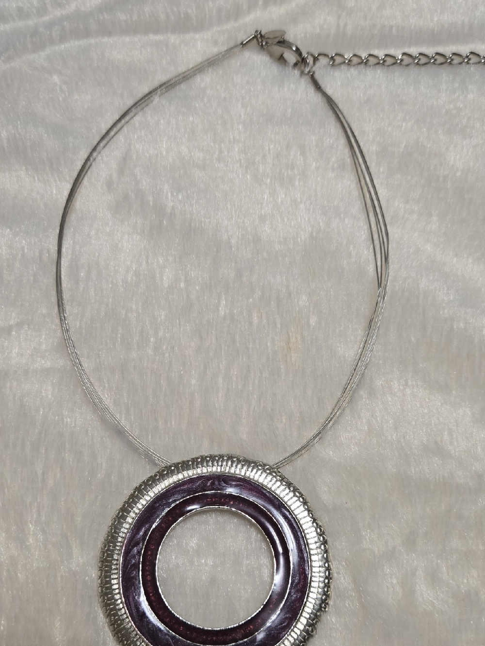 Wired Necklace With  Purple Round Pendant - Women Jewelry